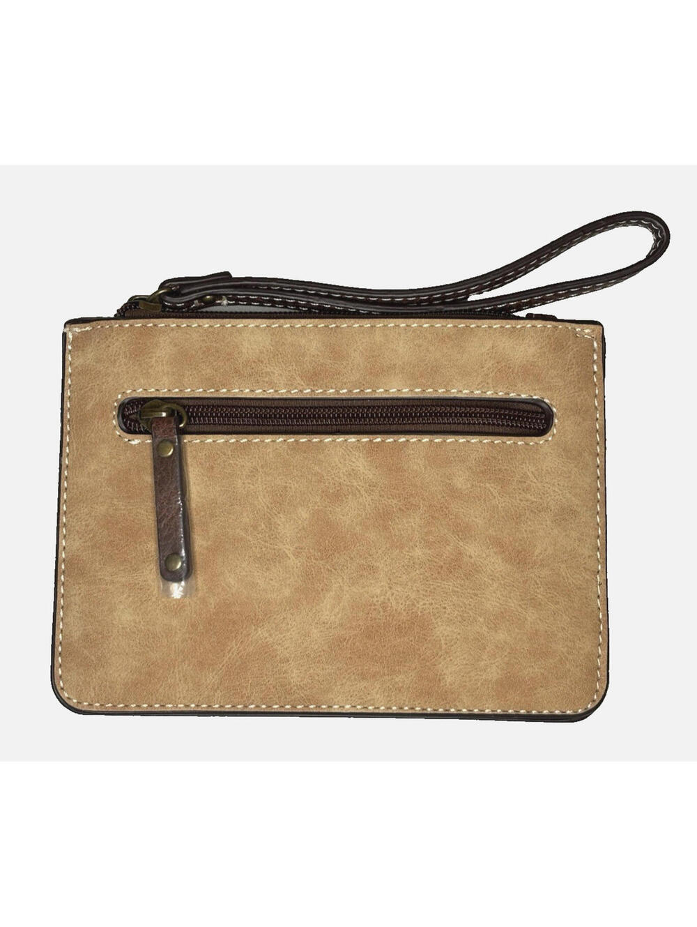 BOC Born Brown Faux Leather Wristlet Coin Purse Wallet NWOT